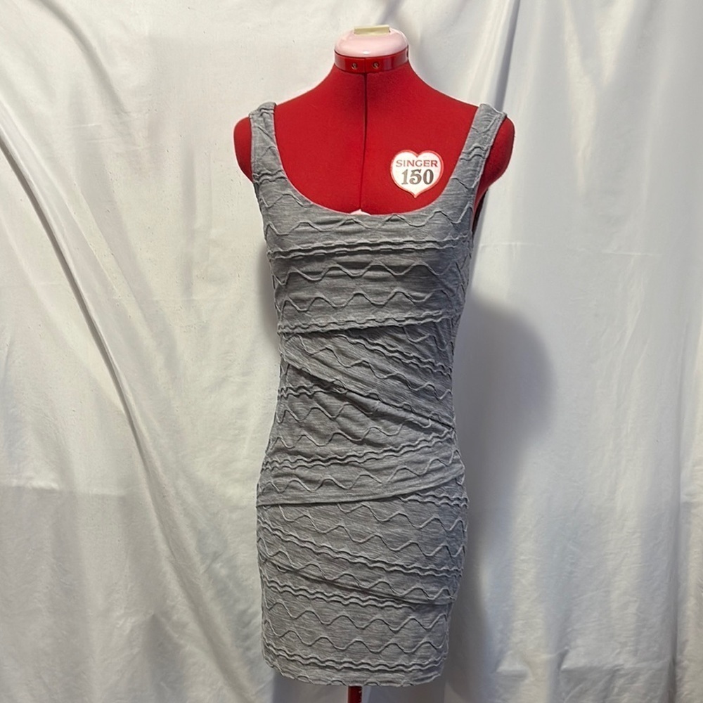 Le Chateau Gray Ruched Scoop Neck Mini Dress XS299